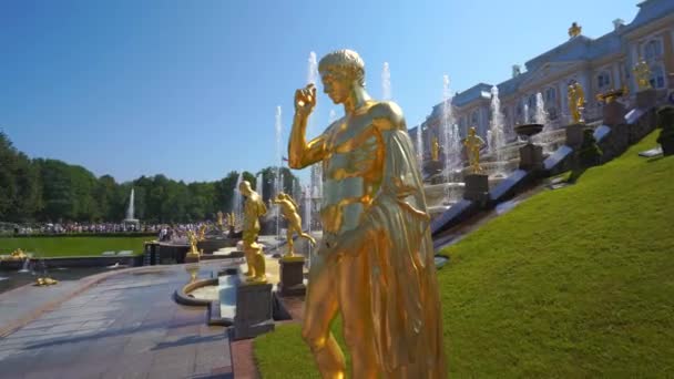 Saint Petersburg Federacja Rosyjska Lipca 2018 Grand Kaskadowo Perterhof Największe — Wideo stockowe