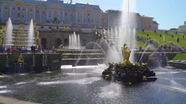 San Pietroburgo Russia Luglio 2018 Gran Cascata Perterhof Più Grande — Video Stock