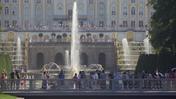 Saint Petersburg Rusko Července 2018 Grand Perterhof Přenášejí Největší Fontána — Stock video