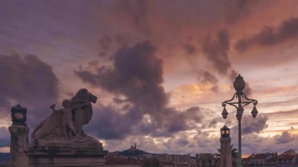 Marseille Francia Noviembre 2018 Timelapse Vista Panorámica Marsella Francia — Vídeos de Stock