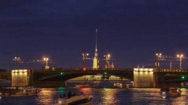 4k, açık Palace bridge, zaman atlamalı, Neva nehir, Saint-Petersburg, Rusya Federasyonu
