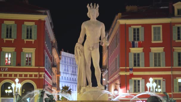 Statua Apollo e fontaine du Soleil, Nizza — Video Stock