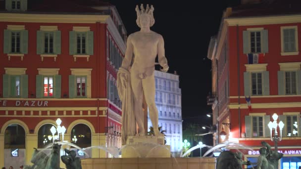 Estatua de Apolo y fuente del Soleil, Niza — Vídeo de stock