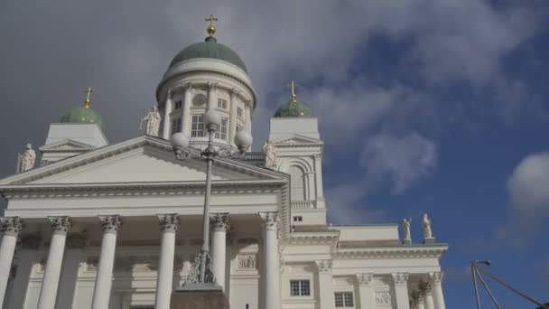 Panoramatický Pohled Katedrála Senátní Náměstí Helsinkách Finsko — Stock video