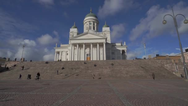 Panoráma Katedrális Szenátus Téren Helsinki Finnország — Stock videók