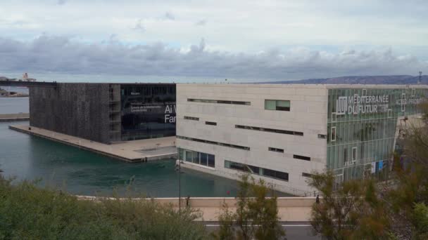 MARSEILLE, FRANÇA - 10 de novembro de 2018 - Museu das Civilizações Européias e Mediterrânicas em 4k — Vídeo de Stock