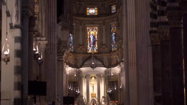 Γένοβα Ιταλία Νοεμβρίου 2018 Βωμός Και Εσωτερικό Καθεδρικός Ναός San — Αρχείο Βίντεο
