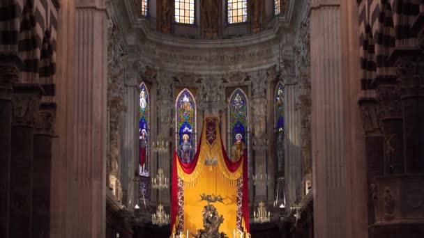 Genoa Itália Novembro 2018 Altar Interior Cattedrale San Lorenzo Catedral — Vídeo de Stock
