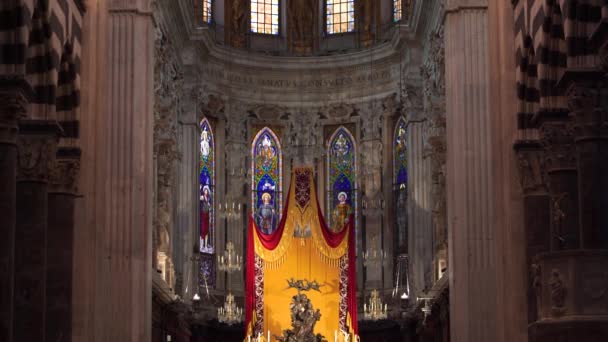 Genua Italien November 2018 Altar Und Innenraum Der Cattedrale San — Stockvideo