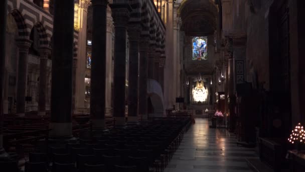 Genua Italien November 2018 Innenraum Der Cattedrale San Lorenzo Oder — Stockvideo