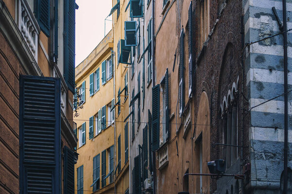 GENOA, ITALY - NOVEMBER 04, 2018 - Narrow streets of Genoa city