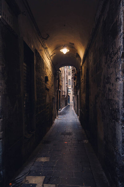 GENOA, ITALY - NOVEMBER 04, 2018 - Narrow streets of the old city