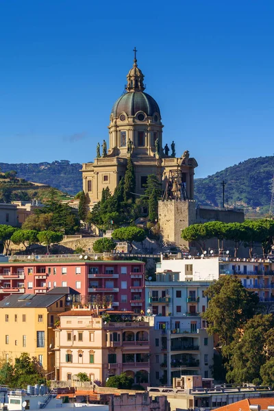 Vista Panorâmica Messina Templo Cristo Rei Sicília Itália Fotografias De Stock Royalty-Free
