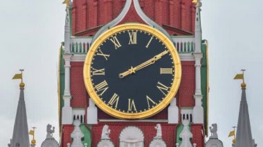4k Moskova timelapse Kızıl Meydan'da Kremlin Spasskaya Kulesi