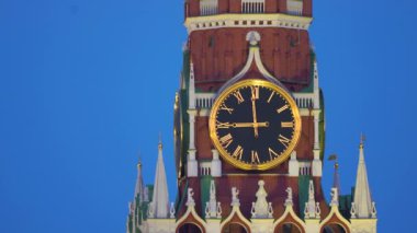 Moskova'da saat yüzlü Spassky Kulesi, Rusya 4k