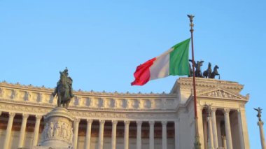 Roma 'daki Piazza Venezia' da Anavatan sunağı 4K 'da.