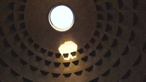 Inner view of Pantheon cupola in Rome, Italy in 4k — Stock Video