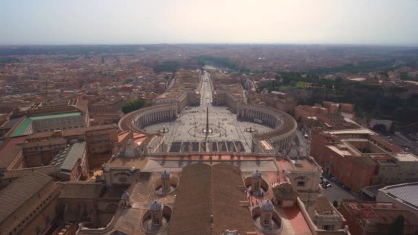 バチカンのサン・ペテルス広場のパノラマとローマの空中風景,イタリア4kで — ストック動画