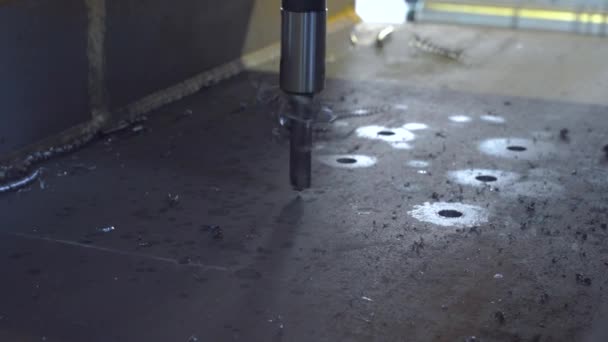 Steel drill. Metal industrial machines and tools in 4k — Stock Video