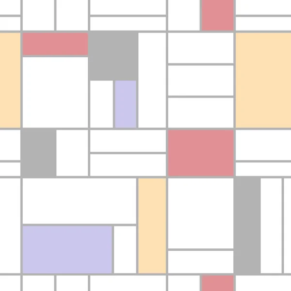 Soyut geometrik renkli seamless modeli. Mondrian tarzı. Vektör çizim. Mozaik Piet Mondrian öykünmesi.