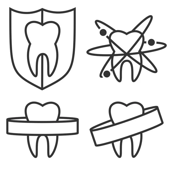 Iconos de los dientes de contorno vector ilustración sobre fondo blanco — Vector de stock