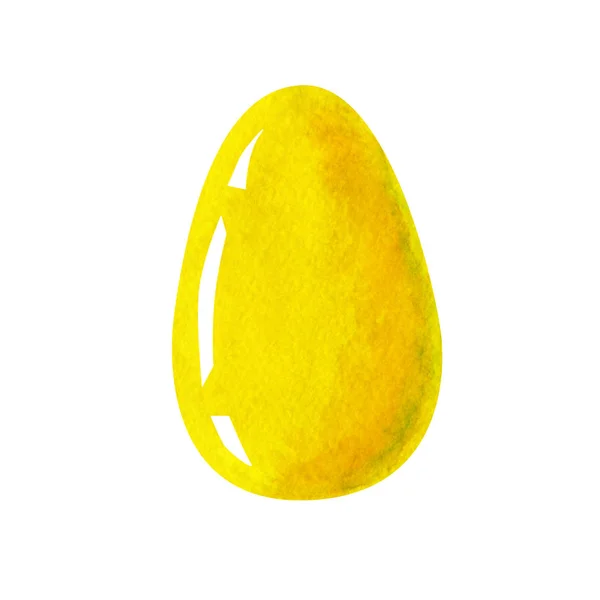 Ručně malovaná akvarel žlutá velikonoční vajíčko izolované na bílém pozadí. — Stock fotografie