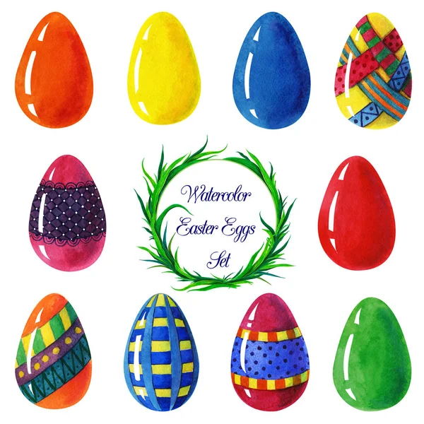 Easter eggs colorful beauty set whit yellow, orange, blue eastereggs and egss whit ornamental decorative elements