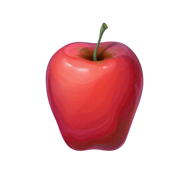 Beyaz ya da şeffaf arkaplanda izole edilmiş kırmızı sulu elma çizimi. Lezzetli parlak kırmızı meyvelerin vektör görüntüsü. Pankart, logo ve pazar ürünleri tasarımı için gerçekçi 3D biçiminde lezzetli elma simgesi — Stok Vektör