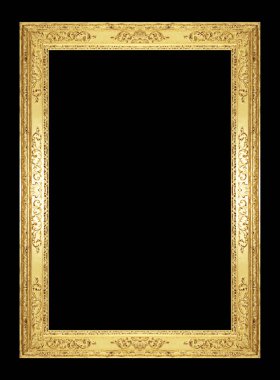Kırpma yolu, siyah arka plan üzerinde izole antika altın çerçeve.