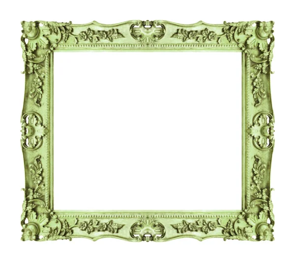 Antiek Groen Frame Geïsoleerd Witte Achtergrond Knippad — Stockfoto