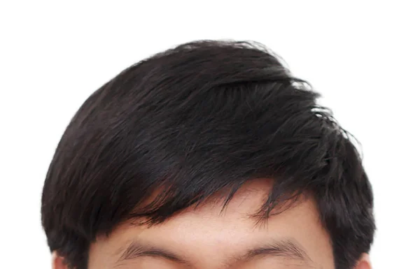 Bok Frontu Męskiej Głowy Objawami Czarne Włosy — Zdjęcie stockowe
