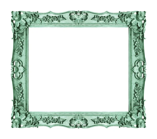 Antique Green Frame Isolated White Background Clipping Path — Stock Photo, Image
