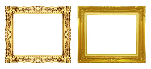 Set Antique Gold Frame Isolated White Background Clipping Path — Stock Photo, Image