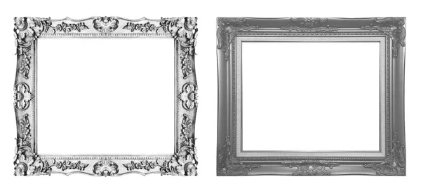 Set Antique Gray Frame Isolated White Background Clipping Path — Stock Photo, Image