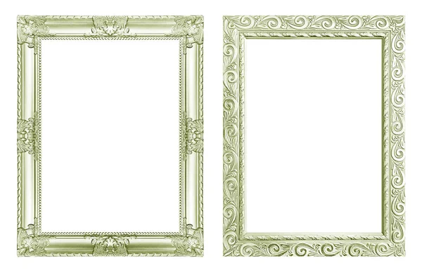 Set 2-antiek groen frame geïsoleerd op witte achtergrond, clippi — Stockfoto