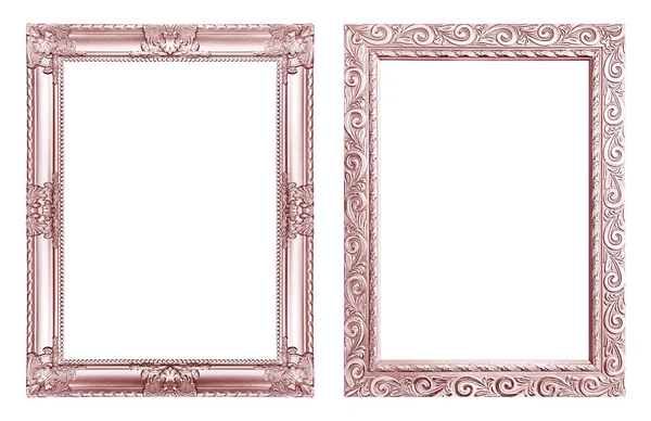 Zestaw 2-antyczny różowy ramka na białym tle, clippin — Zdjęcie stockowe