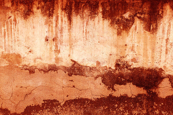 Blood texture or background. Concrete wall with bloody red stain