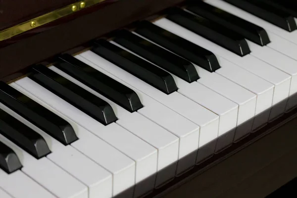 Close Velho Piano Chave Suave Suave Suave Espaço Cópia — Fotografia de Stock