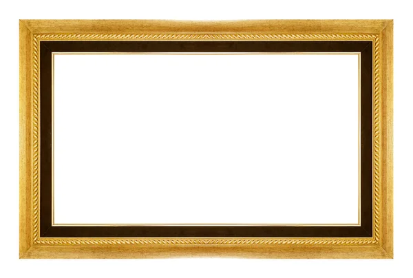 Античная Золотая Рамка Изолированная Белом Фоне Обрезка Пути — стоковое фото