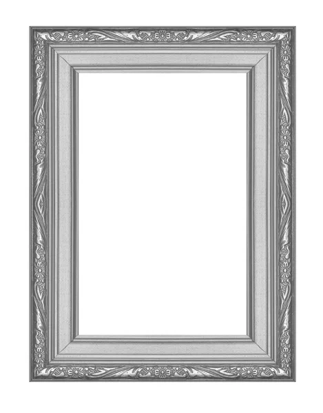 Antique Silver Gray Frame Isolated White Background Clipping Path — Stock Photo, Image