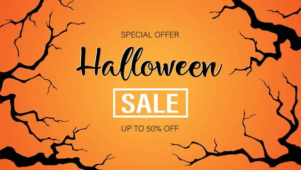 Bannière de vente vectorielle orange Halloween — Image vectorielle
