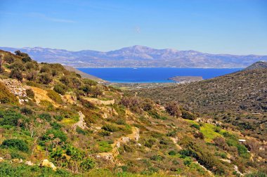 Görünüm Vadisi'nin güzel, Paros Island, Yunanistan