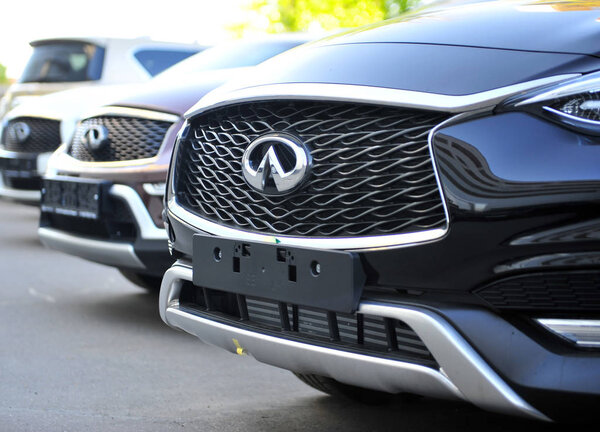 MOSCOW, RUSSIA - MAY 10, 2018: New car models of 2018 year at Infiniti dealer center on May 10, 2018. 