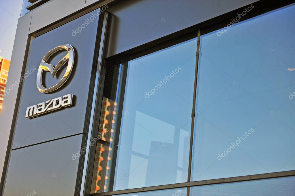 MOSCOW, RUSSIA - MAY 10, 2018: Facade of Mazda dealer center on May 10, 2018.