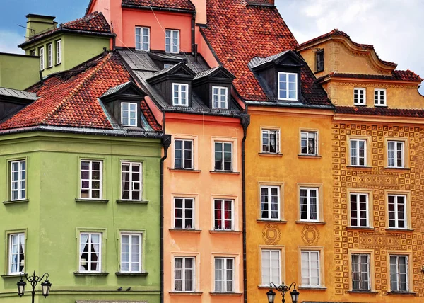 Bunte Fassaden Traditioneller Häuser Warschauer Altstadt Polen — Stockfoto