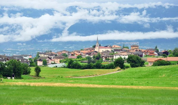 Panorama Small Italian Apline Village Natural Summer Landscape Smarano Trentino — Stock Photo, Image
