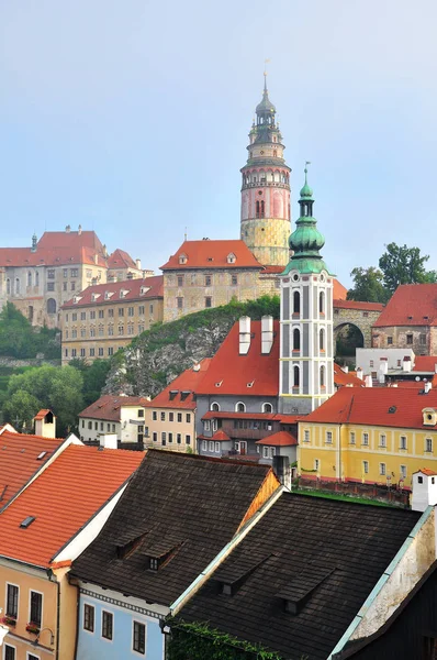 Крыши Башня Чески Крумлов Старый Город Чехия — стоковое фото