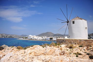 Eski geleneksel windwill Hill, Paros Island, Yunanistan
