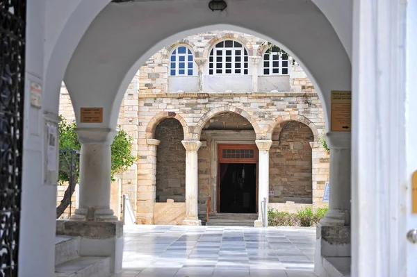Entrada Antigua Iglesia Bizantina Isla Paros Grecia —  Fotos de Stock