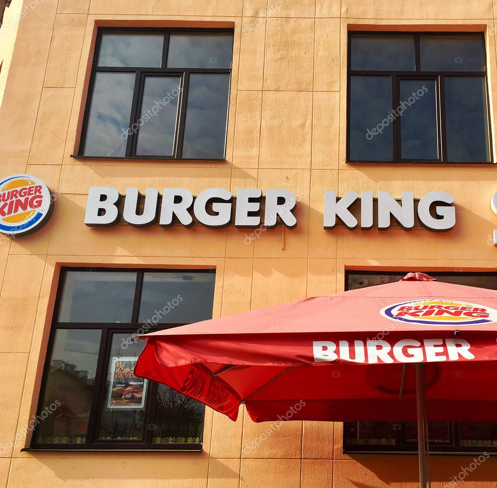 BREST, BELARUS - SEPTEMBER 2: Front of Burger king restaurant in city center of Brest, Belarus on September 2, 2018.
